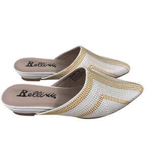 Bellini Festive Women Size 6M White Pointed Toe‎ Woven Casual Slide Mule Sandals